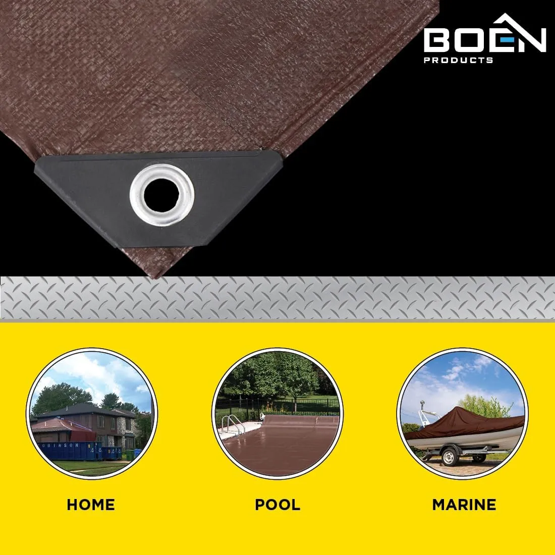 Ultra Heavy Duty Tarp Waterproof Large Cover | Brown, 10' x 12' 16 Mil Thick | Rip Proof Tarps | Thick Weave Material, UV Resistant Great for Tarpaulin Canopy Tent, Boat, RV or Pool Cover