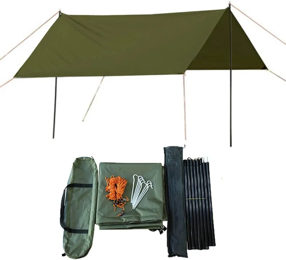 Ultralight Camping Hammock rain Fly Cover Backpacking tarp Survival Shelters Waterproof Tent Free Soldier 3m x 3m