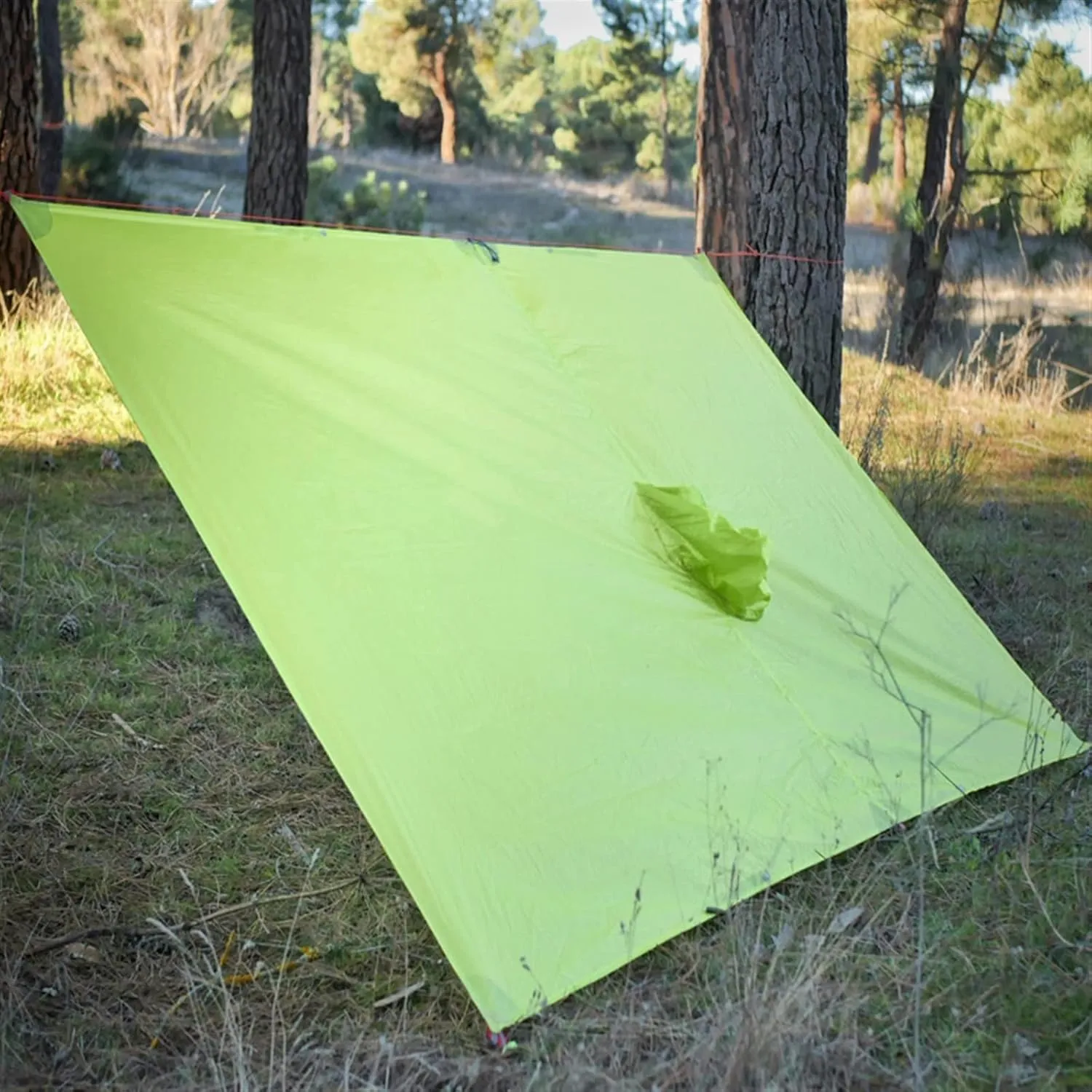 Ultralight Rain Jacket Single Person Hiking Cycling Raincoat Camping Poncho Mini Tarp Multifunction Sun Shelter Tarp (Color : 15D Khaki A, Size : A)