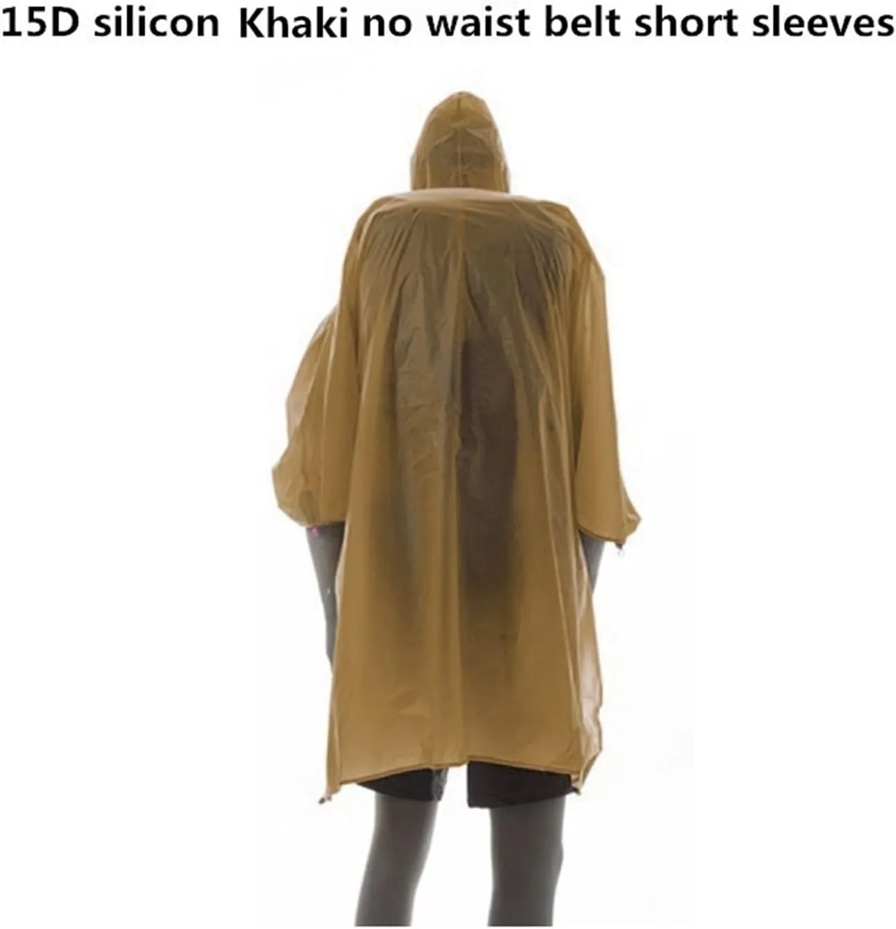 Ultralight Rain Jacket Single Person Hiking Cycling Raincoat Camping Poncho Mini Tarp Multifunction Sun Shelter Tarp (Color : 15D Khaki A, Size : A)