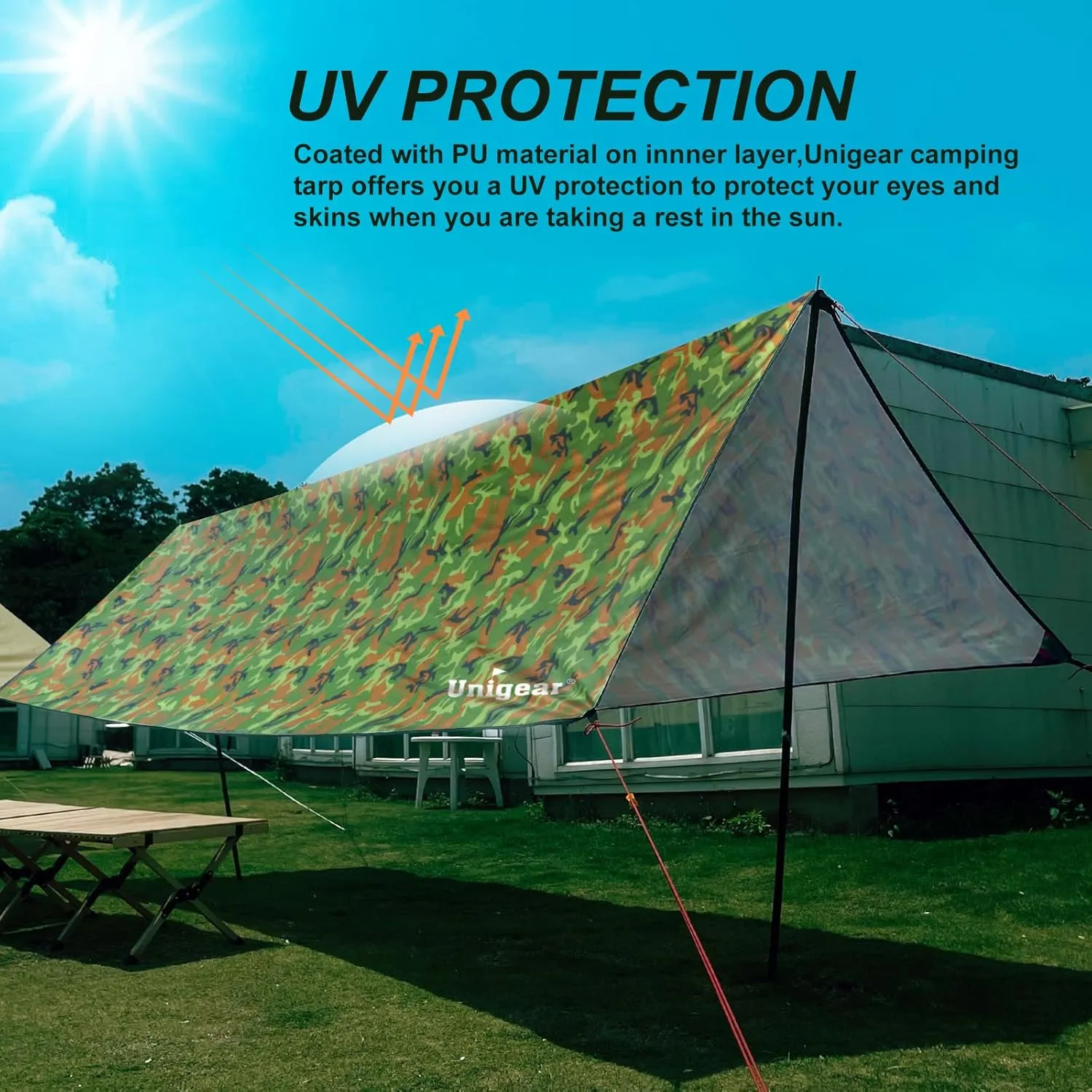 Unigear Hammock Rain Fly Waterproof Tent Tarp, UV Protection and PU 3000mm Waterproof, Lightweight for Camping, Backpacking and Outdoor Adventure