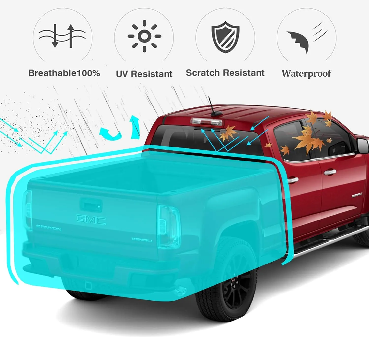 Upgraded Truck Bed Tarp Cover for Long Bed (8' Box) Fit for Ford F150 GMC Silverado Ram Tundra, Waterproof Heavy Duty 600D Oxford Fabric, Pickup Truck Bed Cover with Bungee Webbings-Black