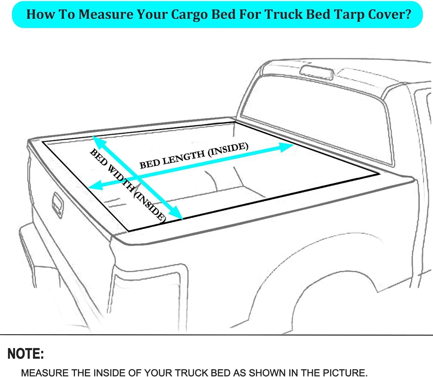 Upgraded Truck Bed Tarp Cover for Long Bed (8' Box) Fit for Ford F150 GMC Silverado Ram Tundra, Waterproof Heavy Duty 600D Oxford Fabric, Pickup Truck Bed Cover with Bungee Webbings-Black