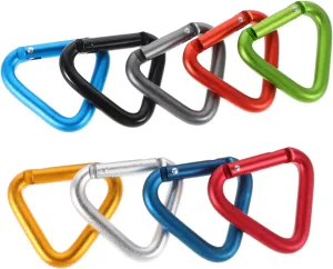 UPKOCH 9pcs Triangular Carabiner Clips Lightweight Aluminum Keychain Hooks for Keys Speakers Climbing Gear Secure Spring Snap Buckle for Outdoor Activities and Daily Use
