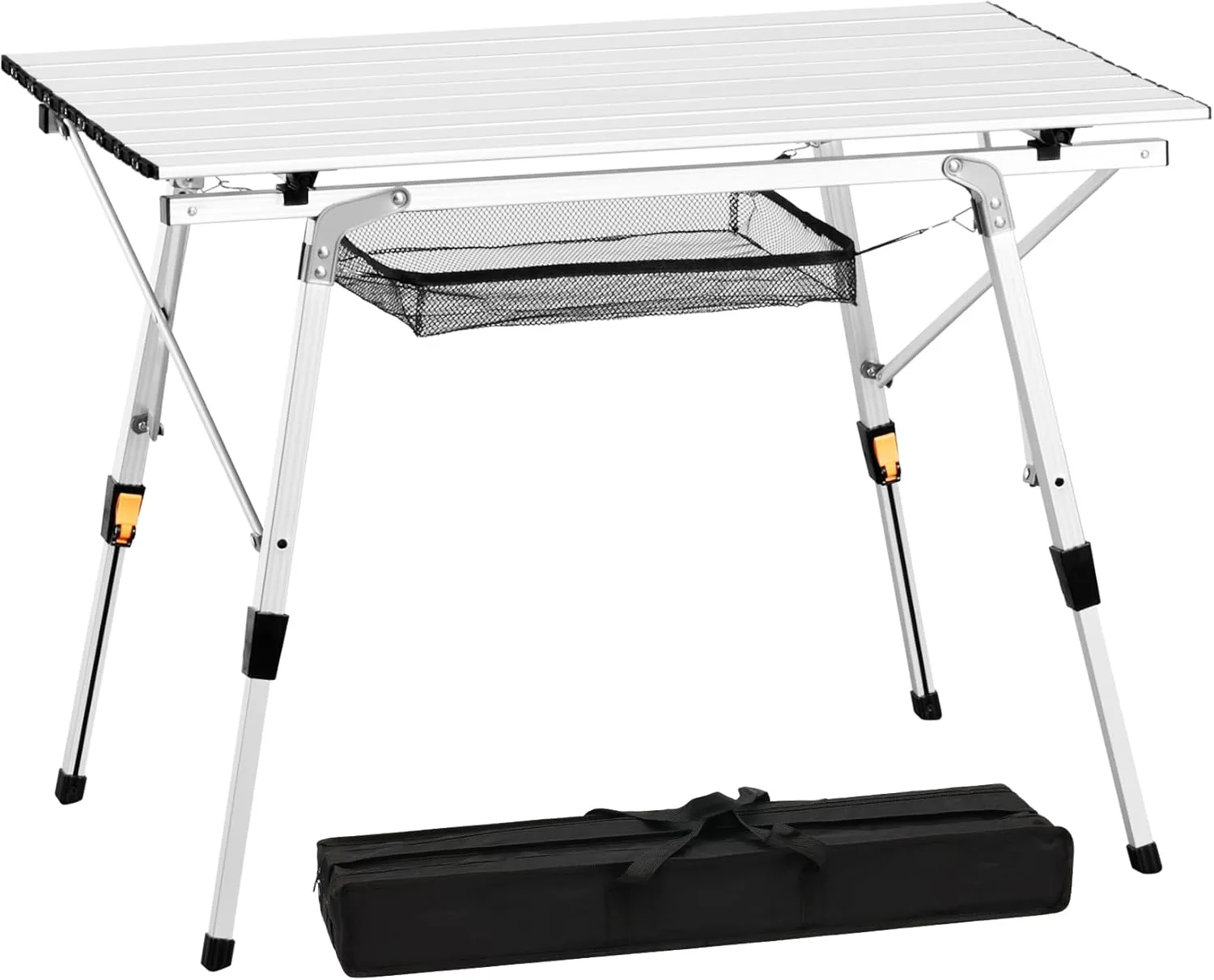 Urban Deco Outdoor Folding Portable Picnic Camping Table, Aluminum Roll Up Camp Table with Adjustable Height for Outdoor Cooking, Beach, Picnic, BBQ, Grill, Backyard and Party