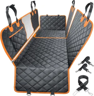 URPOWER 6-in-1 Dog Car Seat Cover for Back Seat, 60/40 Split, Waterproof Dog Car Hammock with Mesh Window, Non-Slip Pet Backseat Protector for Cars, Trucks and SUVs