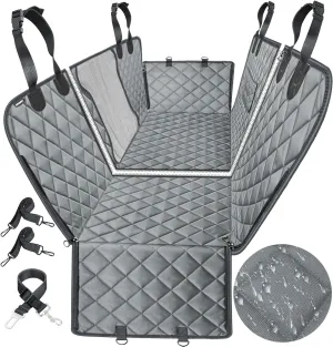 URPOWER 6-in-1 Dog Car Seat Cover for Back Seat, Waterproof Dog Car Hammock 40/60 Split Dog Seat Cover with Mesh Window and Side Flap Pets Car Seat Protector Dog Backseat Cover for Car, SUV, Truck