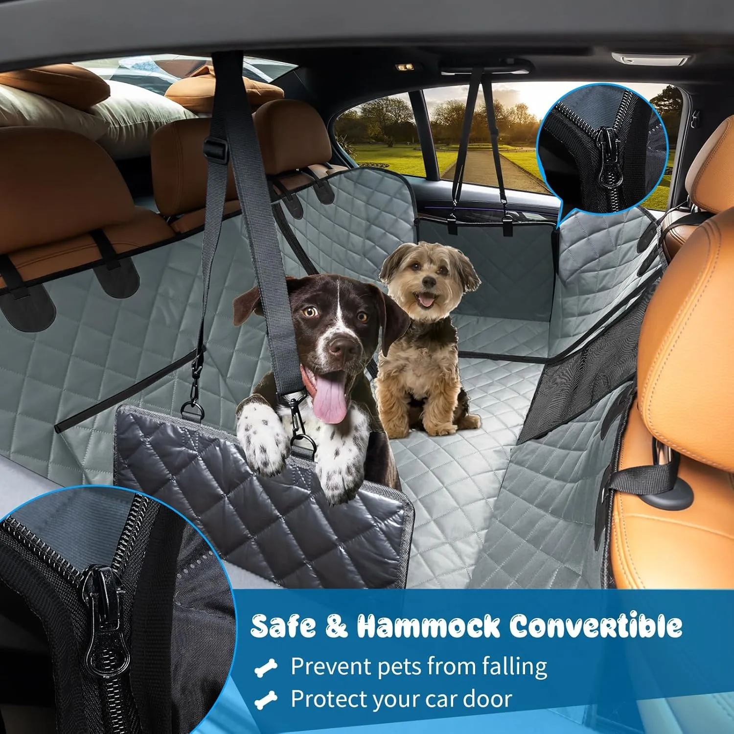 URPOWER 6-in-1 Dog Car Seat Cover for Back Seat, Waterproof Dog Car Hammock 40/60 Split Dog Seat Cover with Mesh Window and Side Flap Pets Car Seat Protector Dog Backseat Cover for Car, SUV, Truck