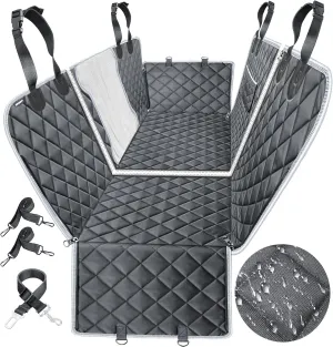 URPOWER 6-in-1 Dog Car Seat Cover for Back Seat, Waterproof Dog Car Hammock with Mesh Window & Side Flap, 40/60 Split Pet Backseat Protector for Car, SUV, Truck