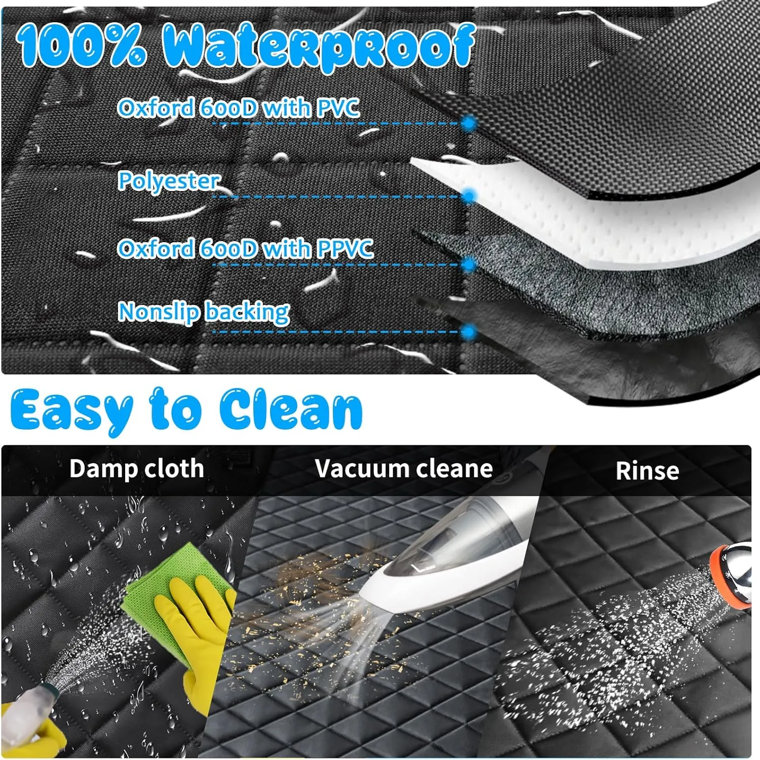URPOWER 6-in-1 Dog Car Seat Cover for Back Seat, Waterproof Dog Car Hammock with Mesh Window & Side Flap, 40/60 Split Pet Backseat Protector for Car, SUV, Truck