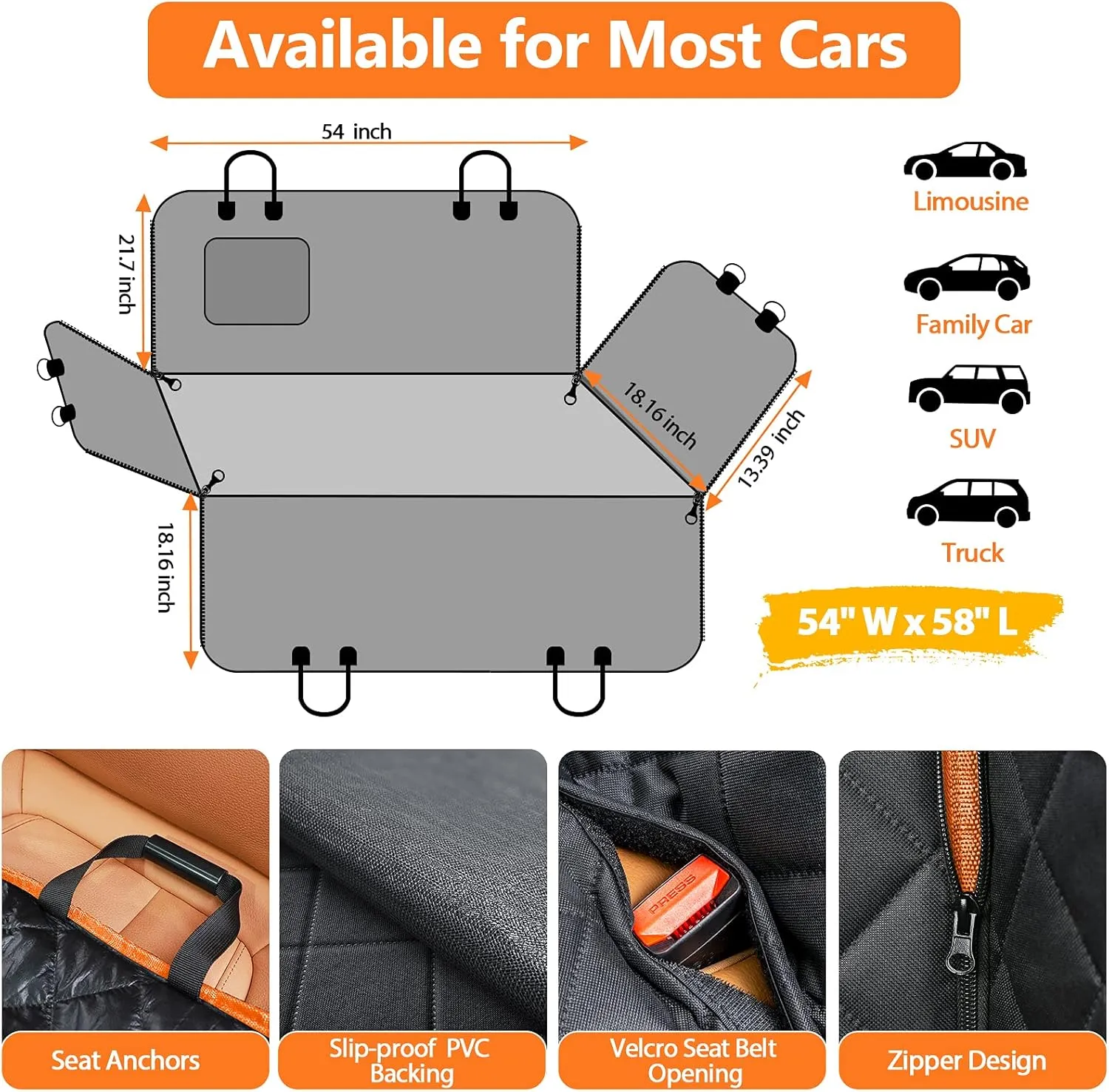 URPOWER Dog Seat Cover Car for Pets 100% Waterproof Pet Hammock 600D Heavy Duty Scratch Proof Nonslip Durable Soft Back Covers Cars Trucks and SUVs