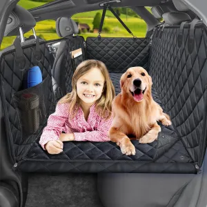 URPOWER Dogs Back Seat Extender with Removable Blanket - Hard Bottom Dog Car Seat Cover & Non-Slip Dog Bed Mat, Waterproof Dogs Hammock for Car, SUV & Small Truck, Pet Backseat Protector Holds 400lbs