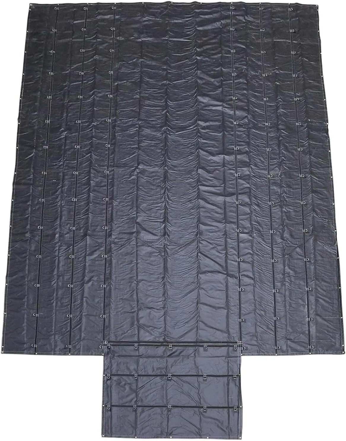 US Cargo Control Lightweight Lumber Tarp - 20 Feet x 28 Feet with 6 Foot Drop and Flap - Durable Protection for Your Flatbed Trailer Cargo - 14 Ounce Black Tarp for Flatbed