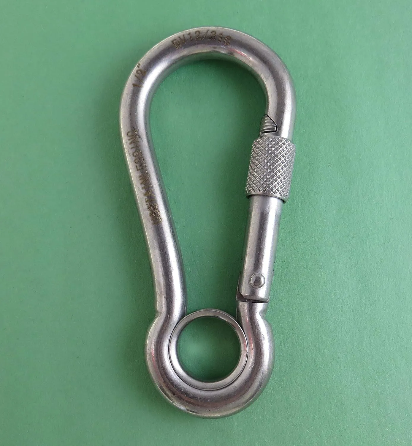 US STAINLESS Stainless Steel 316 Spring Hook with Screw Nut and Eyelet Carabiner 1/2" (12mm) Marine Grade