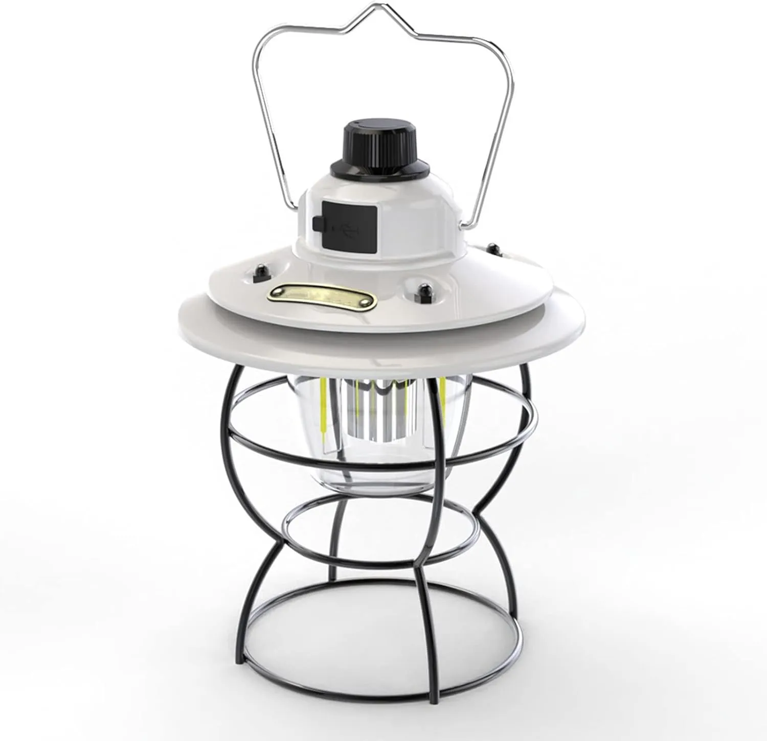 USB Rechargeable LED Camping Lantern Vintage Camping Lights Portable Waterproof Outdoor Metal Hook Tent Camping Light 3 Light Modes