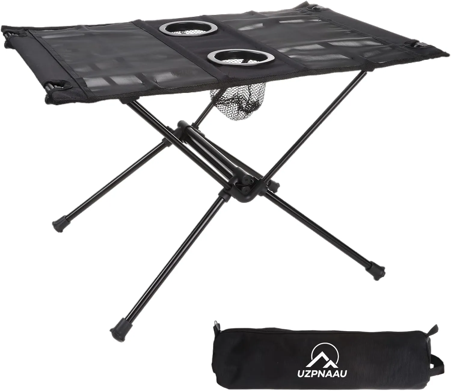 UZPNAAU Ultralight Camping Table, Portable Folding Mesh Camp Table, Backpacking Table with Carry Bag & 2 Cup Holder, for Camping, Picnic, Fishing