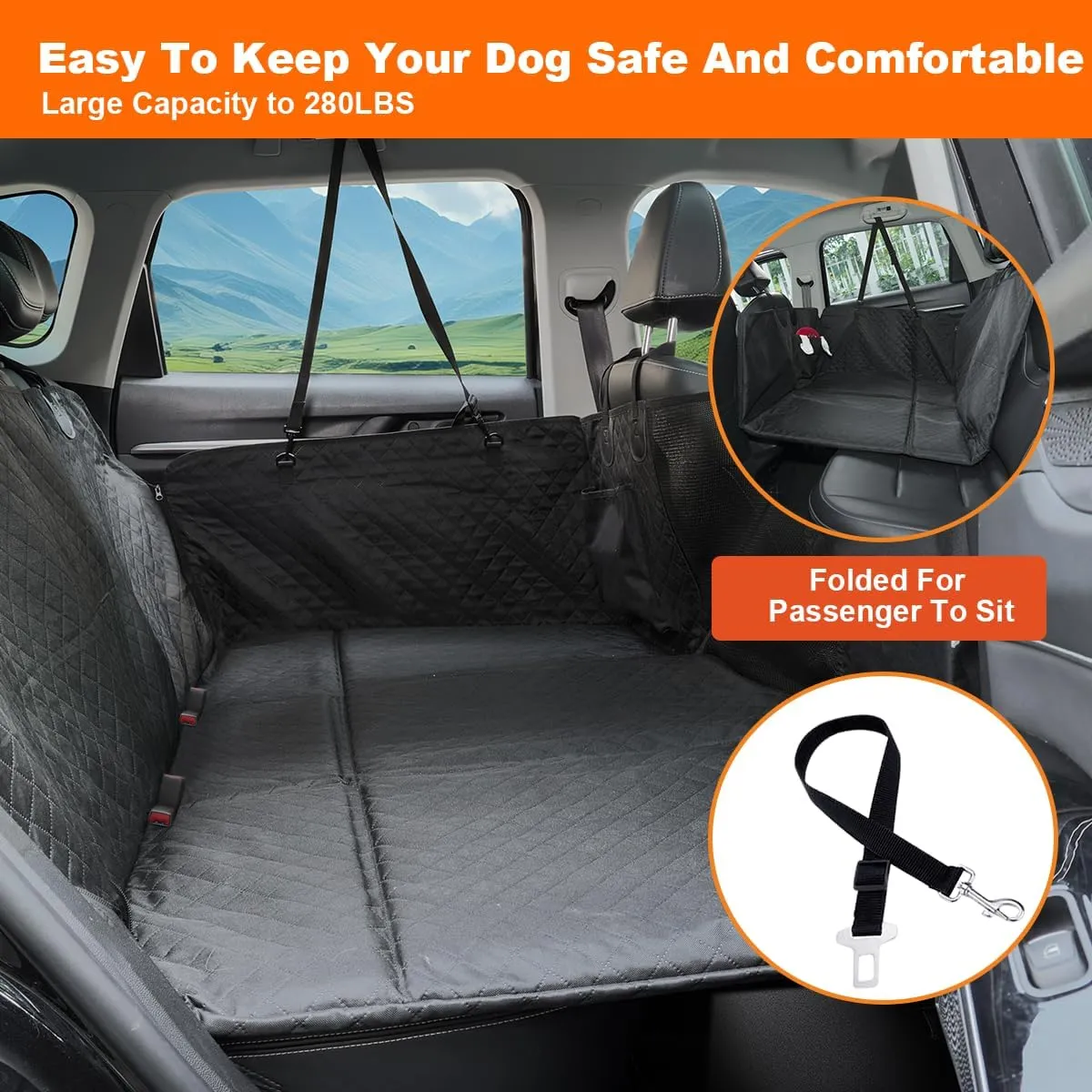 Vailge Truck Dog Car Seat Cover - Large Back Seat Extender, Waterproof Hammock, Non-Inflatable, Hard Bottom for Trucks (F150, RAM1500, Silverado, Sierra)