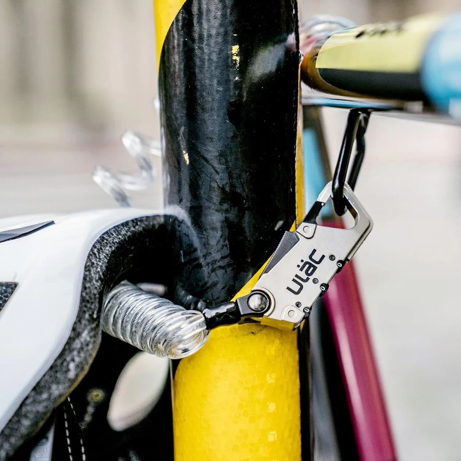 Valkyrie Multipurpose Carabiner Cable Combo Lock for Helmet, Motorcycle, e-Scooter, Bicycle, Gym Locker, Baby Strollers, Suitcases, Luggage, Gate, Fence (Sliver)