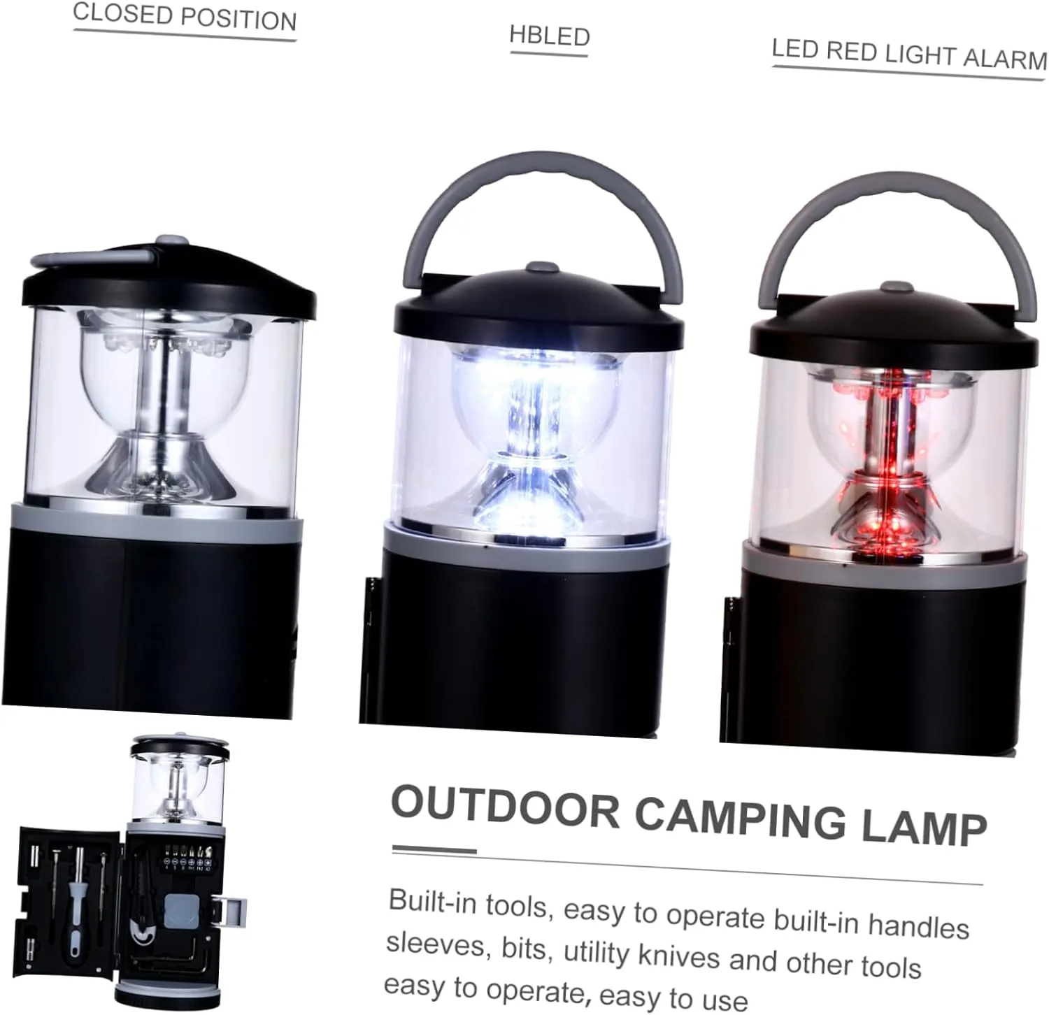 VANZACK 2pcs Handheld Camping Lamp Rechargeable Outdoor Flashlight Screwdriver Set for Emergency
