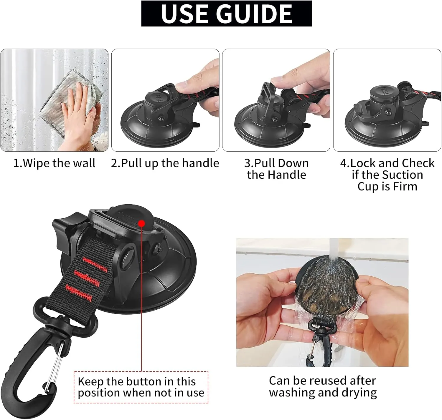 Vashly Heavy Duty Suction Cup 6 Pcs Strong Suction Cups with Hooks and 6 Pcs Tarp Clips Deavy Duty Lock Grip for Car Awning Boat Camping