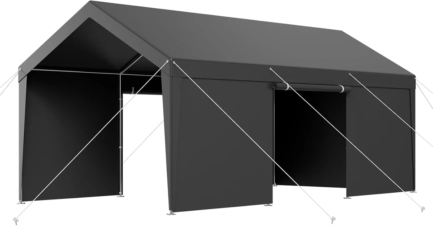 VEVOR 10x20 FT Heavy Duty Carport, Car Port Car Canopy, Potable Garage Car Canopy with Removable Sidewalls, Outdoor Car Shelter, UV and Water-Resistant Car Tent for Cars, Boats, Trucks, and Equipment