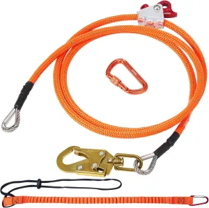 VEVOR 12.7mm Steel Core Flipline, 10ft(3m) Arborist Flipline, Flip Line for Tree Climbing with Alloy Steel Snap Hook & Aluminum Alloy Carabiner, 30KN Breaking Tension for Fall Protection, Tree Climber