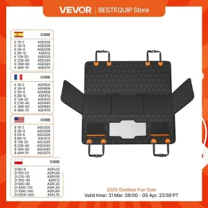 VEVOR Back Seat Extender Dog Car Seat Cover for Back Seat Bed with Mesh Window and Storage Pocket Supports 350lbs Dog Hammock