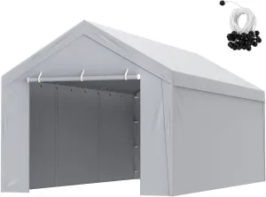 VEVOR Carport Replacement Canopy Cover Top   Side Wall 10 x 20 ft, Garage Tent Shelter Tarp Heavy-Duty Waterproof & UV Protected, Easy Installation with Ball Bungees,Grey (Frame Not Included)