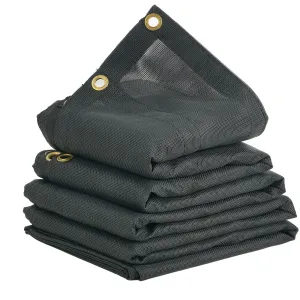 VEVOR Dump Truck Mesh Tarp, 7 x 14 ft, PVC Coated Black Heavy Duty Cover with 5.5" 18oz Double Pocket, Brass Grommets, Reinforced Double Needle Stitch Webbing Fits Manual or Electric Dump Truck System