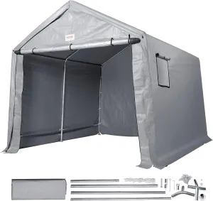 VEVOR Portable Shed Storage Shelter Outdoor, 10x10x8.5 ft Heavy Duty Instant Storage Tent Tarp Sheds with Roll-up Zipper Door and Ventilated Windows for Motorcycle, Bike, Garden Tools