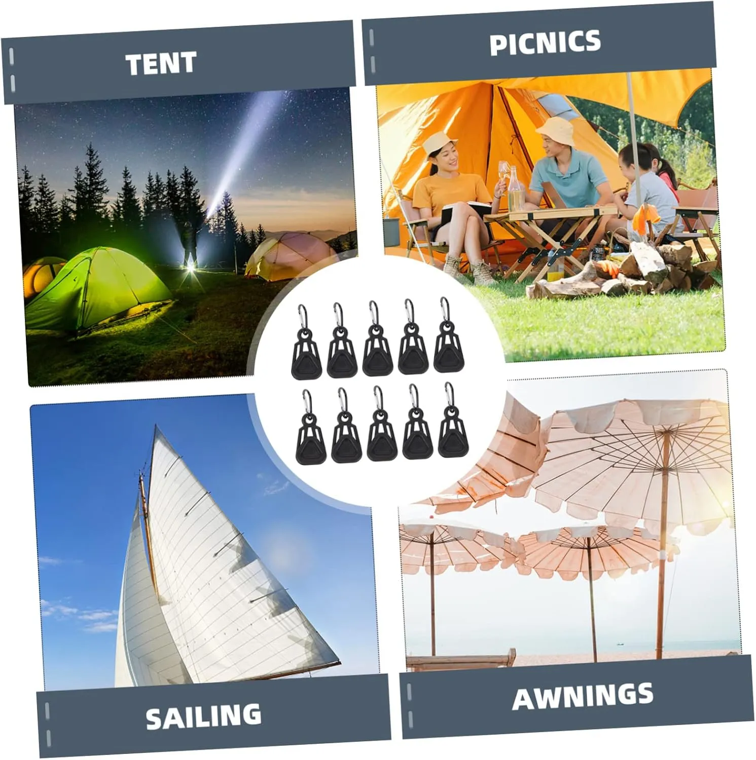 VICASKY Tent Clip Camp Clips Tent Snaps Hangers Shelter Tarp Clamp Portable for Pop up Tent Outdoor Canopy Tarps