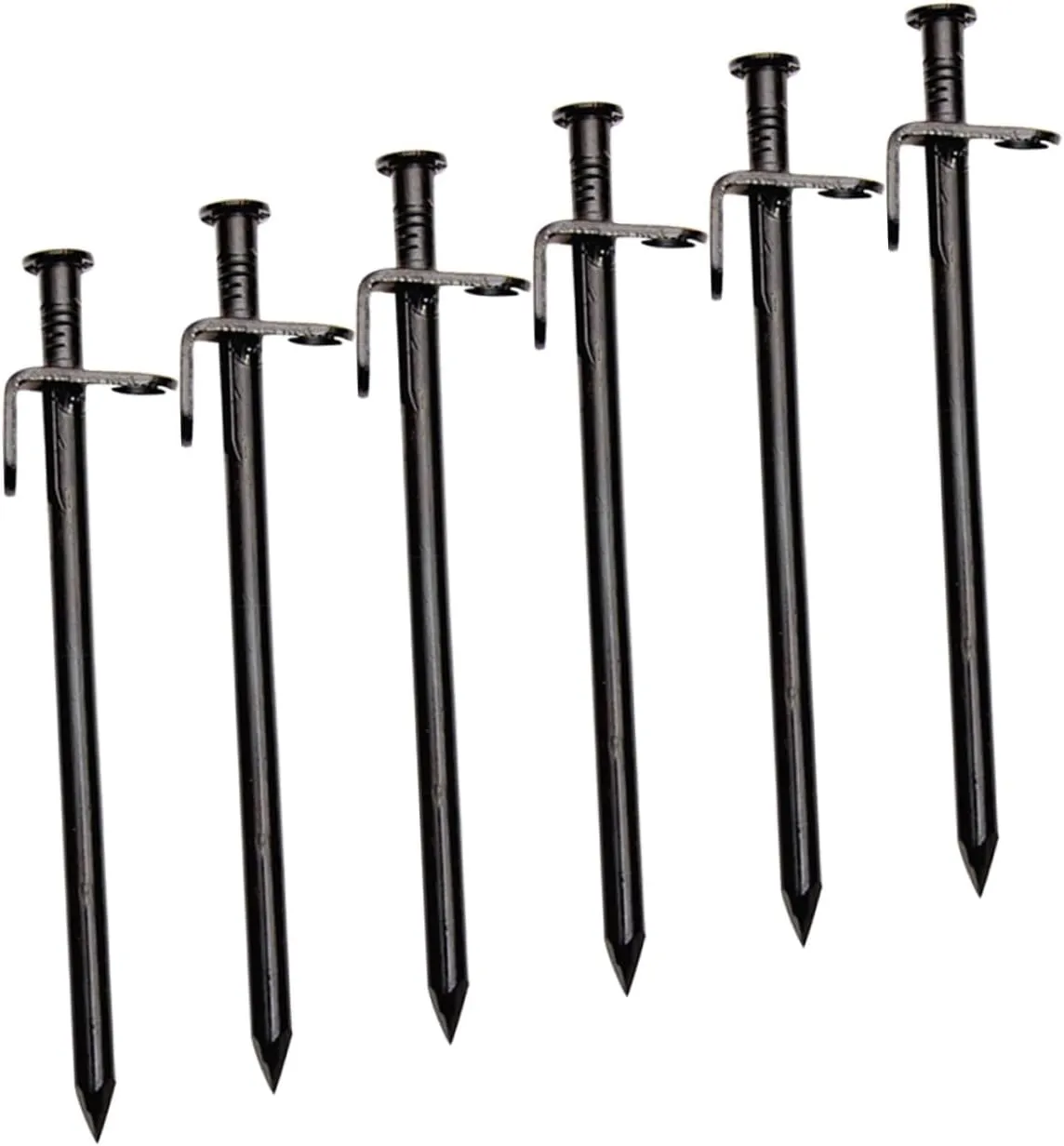 VICASKY Tent Ground Pegs 6pcs Metal Camping Stakes Heavy Duty Tent Spikes Easy Pull Out Design