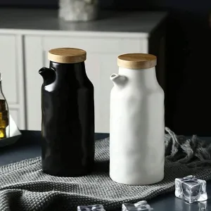 Vinegar Bottle Anti-Leakage, Style Oil Bottles Vinegar Dispenser, Vinegar Kettle Cruet Kettle Storage Can (2set) (Black)