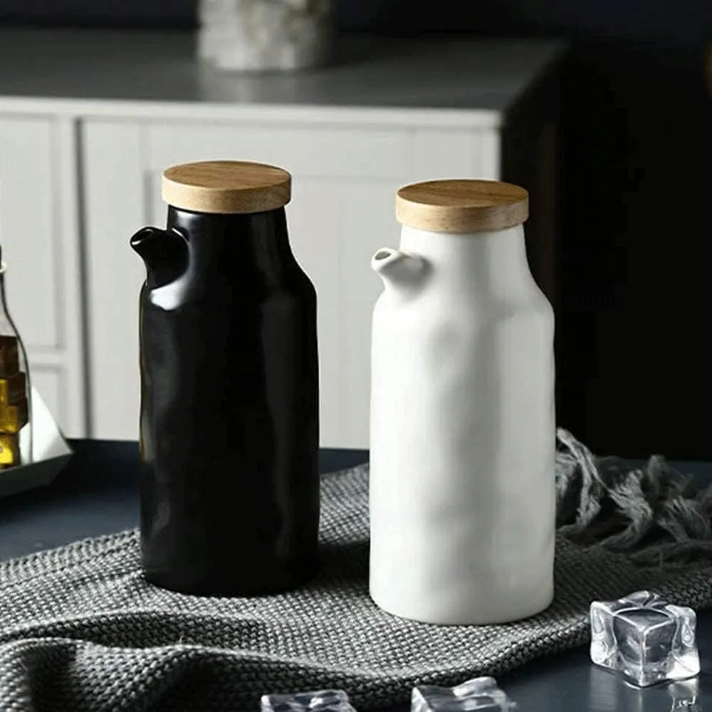 Vinegar Bottle Anti-Leakage, Style Oil Bottles Vinegar Dispenser, Vinegar Kettle Cruet Kettle Storage Can (2set) (Black)