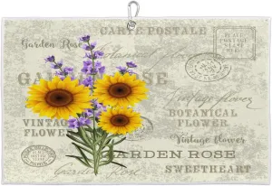 Vintage Sunflower Golf Towel with Heavy Duty Carabiner Clip Quick Dry Ultra Absorbent Club Ball Cleaning Towel Golf Accessories for Men Women