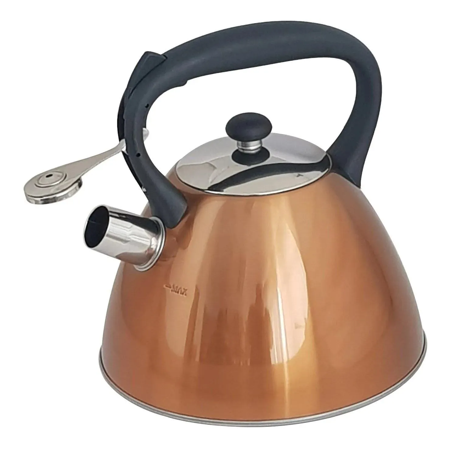 VOCHE COPPER 3LTR STAINLESS STEEL WHISTLING KETTLE AND 4 SLICE 1300W TOASTER SET