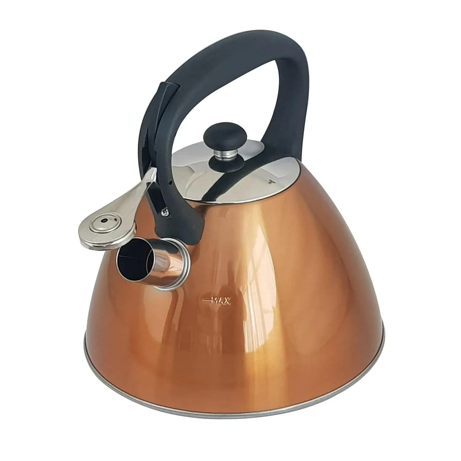 VOCHE COPPER 3LTR STAINLESS STEEL WHISTLING KETTLE AND 4 SLICE 1300W TOASTER SET