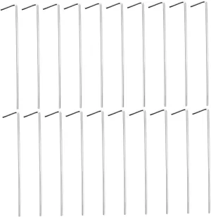 VOSAREA 20pcs Iron Tent Stake Replacement for Tarp Tent Heavy Duty L-Shape Hook Outdoor Canopy Stake