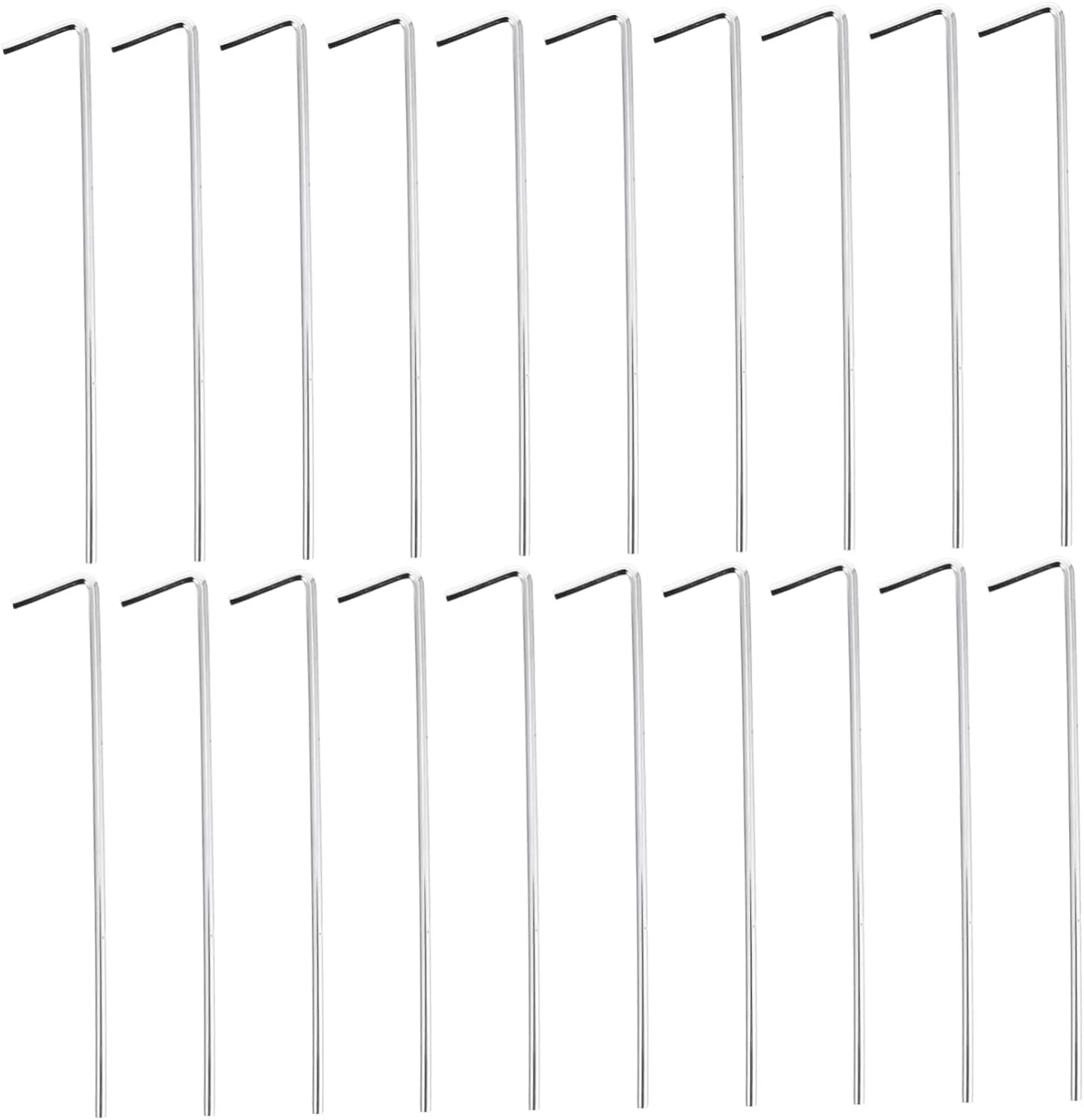 VOSAREA 20pcs Iron Tent Stake Replacement for Tarp Tent Heavy Duty L-Shape Hook Outdoor Canopy Stake