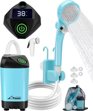 WADEO Portable Shower Camping Shower Outdoor Camp Shower Pump, Electric Rechargeable Portable Camping Shower, Powered by Rechargeable Battery for Camping, Hiking, Traveling