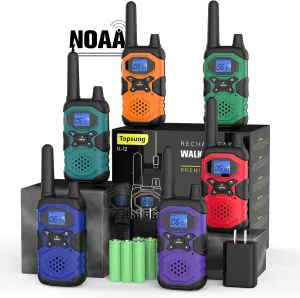 Walkie Talkies for Adults Rechargeable Long Range 6 Pack, Multi-Purpose FRS 2 Way Radios with NOAA USB Chargers 4500mAh Battery for Family Farm Warehouse Working Camping Hiking Skiing Cruise
