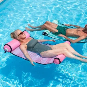 Water Hammock - Inflatable Swimming Pool & Beach Lounger, Lounge Chair Raft, Drifter, Saddle Float, Floating Bed & Floaties for Water, Summer Fun, Rest & Vacation, Australian - Pink Colour