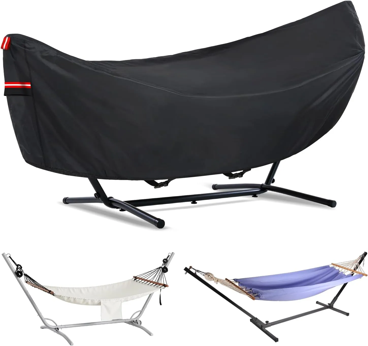 Waterproof 11-12 FT Hammock Cover, 210T Sun Rain UV Dust Snow Protection Outdoor Hammock Covers with Windproof Straps & Soft Cotton Lining for 11-12ft Stand