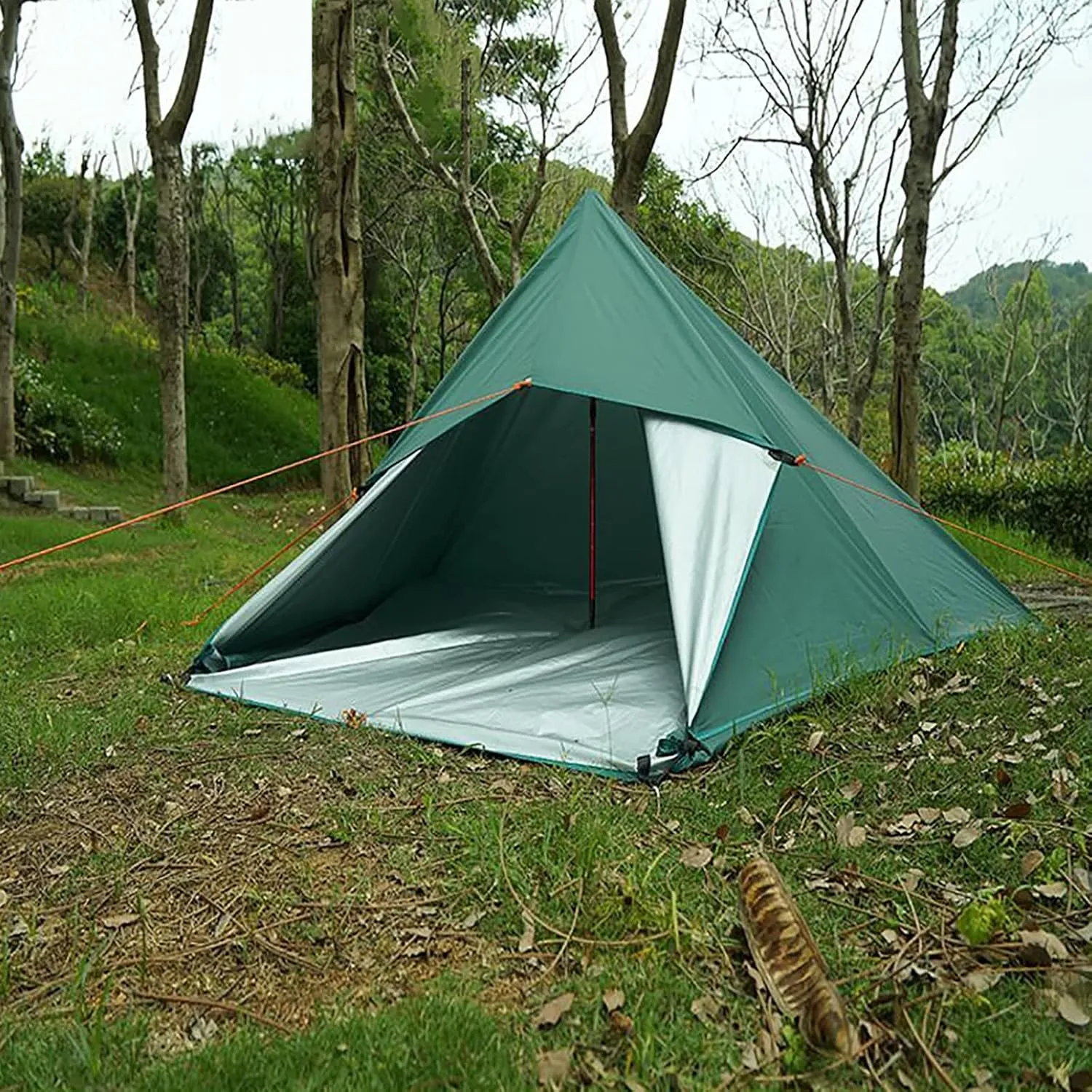 Waterproof Camping Tarp, Bushcraft Survival Shelter, Portable Hammock Rain Fly, Sunscreen Awning Canopy with Silver Coating for Outdoor Camping, Hiking & Backpacking