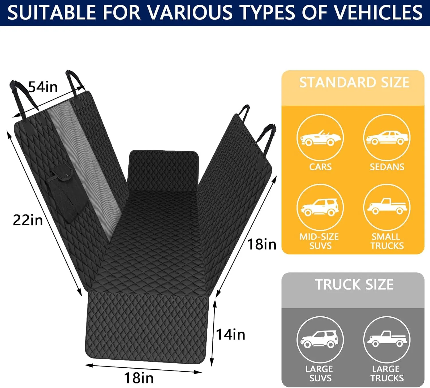 Waterproof Dog Car Seat Cover for Back Seat – Large Hammock & Door Protector with Bonus Belt | Pet Blanket, Bed, Carrier & Travel Accessory for Cars, Trucks, SUVs | Essential Orange