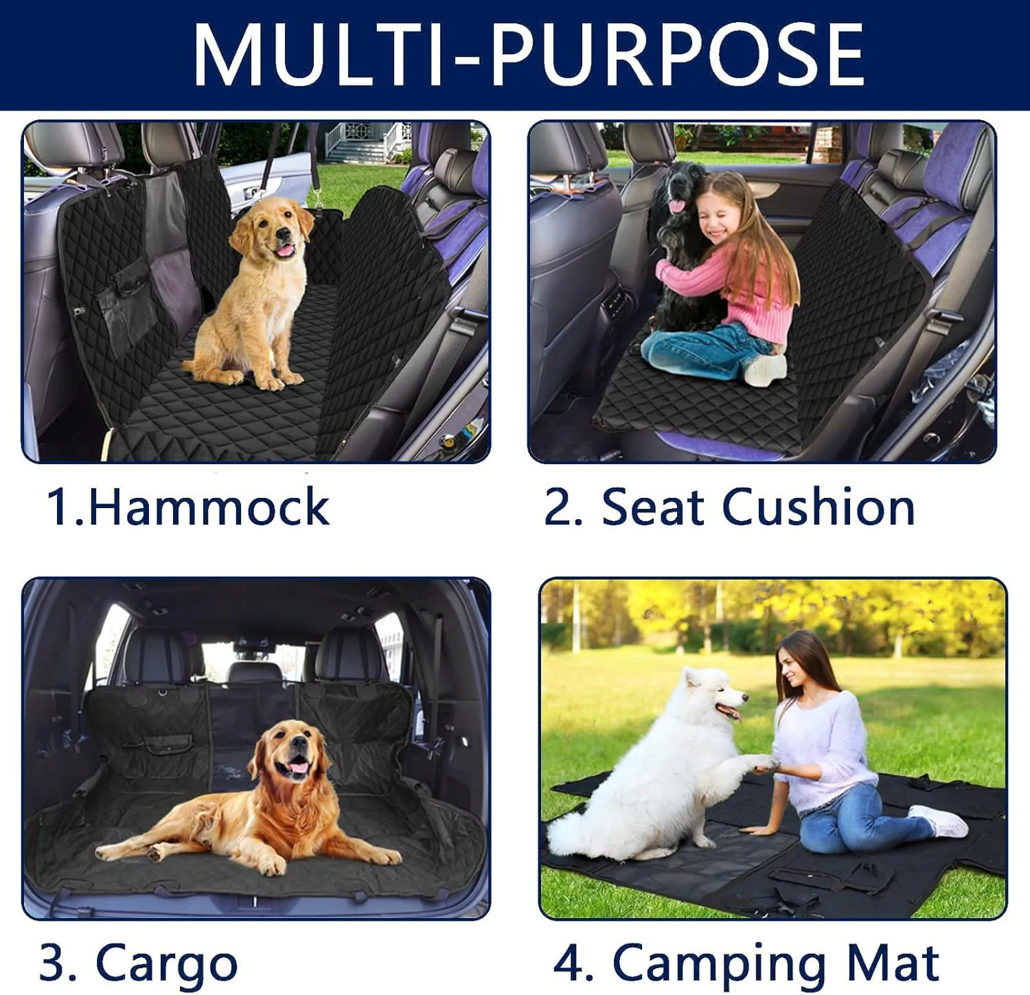 Waterproof Dog Car Seat Cover for Back Seat – Large Hammock & Door Protector with Bonus Belt | Pet Blanket, Bed, Carrier & Travel Accessory for Cars, Trucks, SUVs | Essential Orange