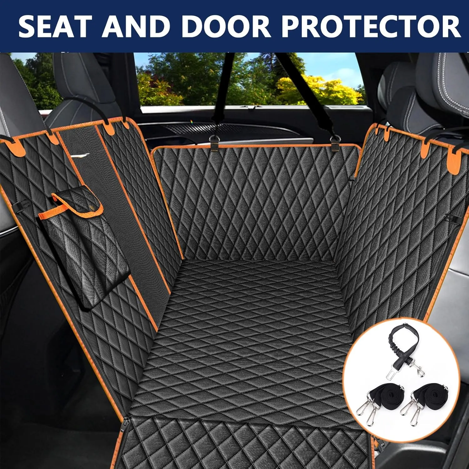 Waterproof Dog Car Seat Cover for Back Seat: Suitable for Small and Large Dogs, Large Size Hammock and Pet Protector, Backseat Protector for Cars (Yellow, Standard (54" W x 58" L))