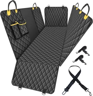 Waterproof Dog Car Seat Cover for Back Seat: Suitable for Small and Large Dogs, Large Size Hammock and Pet Protector, Backseat Protector for Cars (Yellow, Standard (54" W x 58" L))