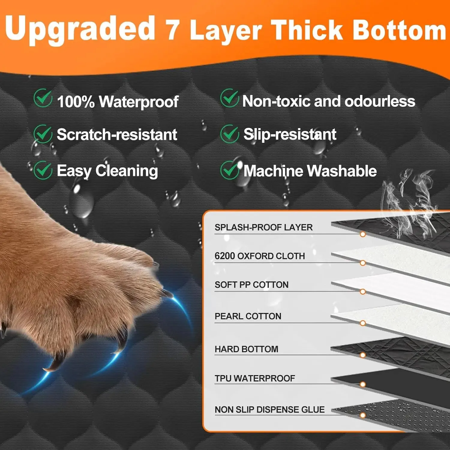 Waterproof Foldable Dog Car Seat Hammock with Trunk Mat and Safety Back Seat Protector
