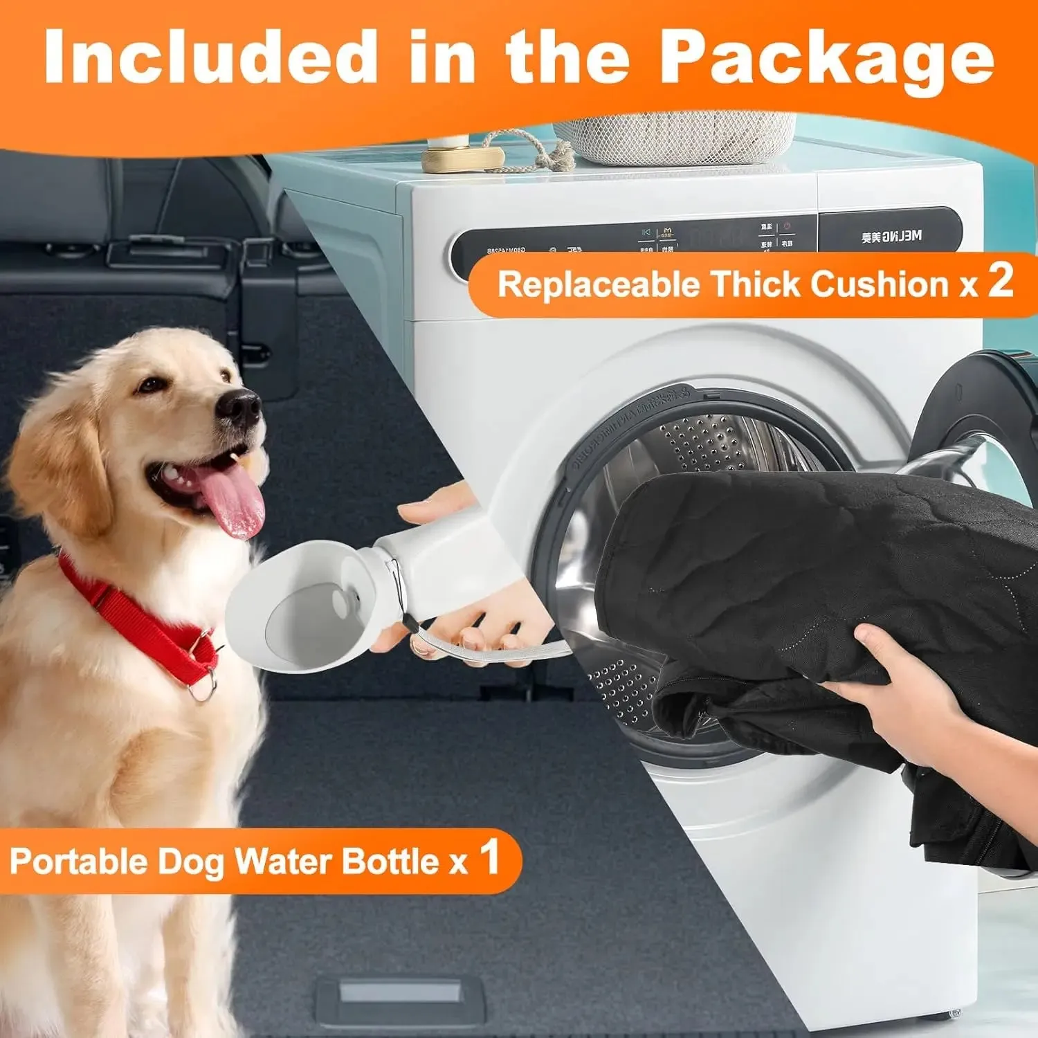 Waterproof Foldable Dog Car Seat Hammock with Trunk Mat and Safety Back Seat Protector